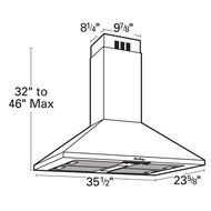 Air King ALI36WH Alicante Chimney Style Island Mount Range Hood, 36 Inch Wide, White