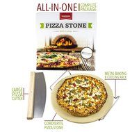 POMODORO Complete Baking Oven and BBQ Pizza Cordierite Stone Cooking Kit Set - Large Pizza Cutter and Cooling... N6