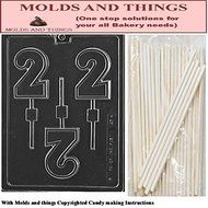 Number 2 Lolly numbers and letters Chocolate candy mold &copy; Molding Instruction+ 25 Lollipop sticks