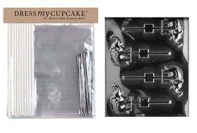 Dress My Cupcake DMCKITA016 Chocolate Candy Lollipop Packaging Kit with Mold, Elephant Lollipop