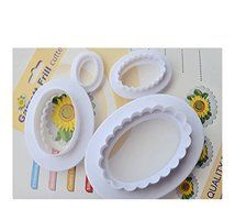 Anyana 4pcs set Oval Decorative Flower Border Plastic Cookie Cutter Cake Mould Tool Kitchen Tool Sugar Paste Baking... N4
