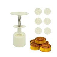 Generic Mooncake Decoration Mold Mould DIY Tool Round 50g Flowers 6 Stamps N2
