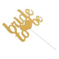 Bride To Be Silver &amp; Gold Glitter Wedding Bridal Shower Cake Topper Hen Party Favor - Gold