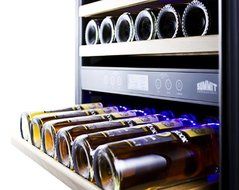 Summit SWC1965 157 Bottle Capacity Dual Zone Wine Cooler With Double Pane Tempered Glass Door Digital Thermostats... N4