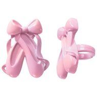 Ballerina Ballet Pink Cupcake Topper Rings - Set of 12