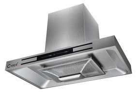 CYBER Modern Rectangle Wall Mount Seamless Range Hood 36" Steel Black Touch Panel 700CFM N4