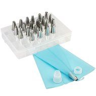 Sorbus Cake Decorating Set&mdash;Includes 24 Stainless Steel Tips, Silicone Reusable Piping pastry bag, 2 Reusable Couplers... N2
