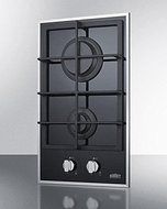 Summit GC2BGL 12" Gas Cooktop with 2 Sealed Burners Continuous Cast Iron Grate Electronic Ignition and Smooth... N3