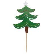 Pack of 24 Christmas Cake Toppers Picks Santa Claus Tree Deer Sock Home Party Decor