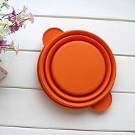 Sher Unfoldable Bowl with Lid for Kids or Outdoor Camping, Food Safe Silicone Material, Random Color N4
