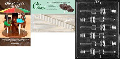 Cybrtrayd &#039;Small Pecker Pop&#039; Adult Chocolate Candy Mold with 25 4.5-Inch Lollipop Sticks and Chocolatier&#039;s Guide