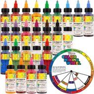 Chefmaster by US Cake Supply 2.3-Ounce Airbrush Cake Food Colors 26 Bottle Kit with Color Mixing Wheel
