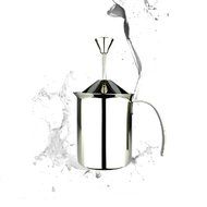 HUJI Double Mesh Stainless Steel Milk Frother Cappuccino Latte Coffee Foam Maker (1, 400 ml) N4