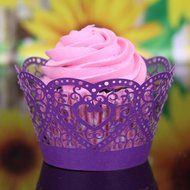 DZT1968 25pc Christmas Lace Laser Cut Cupcake Wrapper Liner Baking Cup Muffin (White) N7