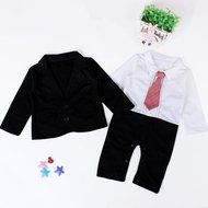 Baby Boy Jacket,Laimeng Baby Boy Gentleman Suit Rompers Jumpsuit +Coat Jacket Kids Clothes (90, Khaki) N2