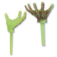 Zombie Monster Green Hand Cupcake Topper Picks - Set of 12