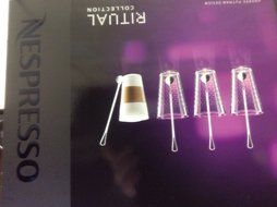 Nespresso 4 Ritual Recipe Glasses And Spoons In Brand Box , By Andree Putman Design,New N2