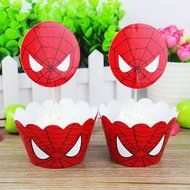 Winrase&reg; Set of 12 Chic Batman Mouth Kids Birthday Party Decoration Paper Cupcake Liner Wrap Wrappers with Toppers... N3