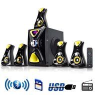 beFree Sound 5.1 Channel Bluetooth Surround Sound Speaker System- Yellow N2