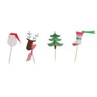 Pack of 24 Christmas Cake Toppers Picks Santa Claus Tree Deer Sock Home Party Decor N3