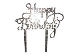 Unik Occasions Happy Birthday Acrylic Cake Topper (Gold Glitter)