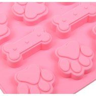 JLHua 8 Cavity Paw Print with Bones Silicone Non Stick Cake Bread Mold Chocolate Jelly Candy Baking Mould N4