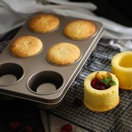 Whitelotous 6 Integrated Cups Muffin Top Pan Baking Cake Mould Cookie Tray Jelly