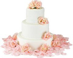 Pink Silk Rose Cake Flowers - Reception Decoration