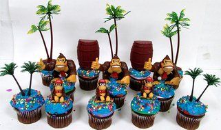 14 Piece Super Mario Brothers DONKEY KONG Birthday Cupcake Topper Set Featuring Donkey Kong and Friends Characters...