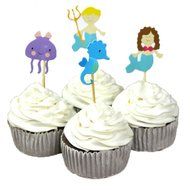 BETOP HOUSE Set of 24 Pieces Under The Sea Theme Mermaid Couple Cake Cupcake Decorative Cupcake Topper for Kids...