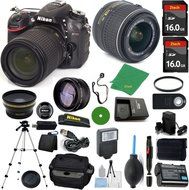Nikon D7100 DSLR - International Version (No Warranty), 18-55mm f/3.5-5.6 DX VR, 2pcs 16GB Memory, Camera Case...