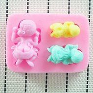 Y&amp;XL&amp;H Three Baby Baking Fondant Cake Chocolate Candy Mold,L8cmW6.3cmH1.6cm