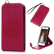 Badalink Galaxy S5 Mini Up-Down Open Folio Flip Case Kickstand Vertical PU Leather Embossed Totem Magnetic Snap... N3