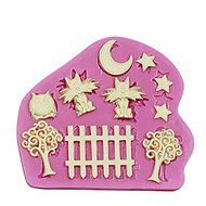 Y&amp;XL&amp;H Silicone Cake Decorating Mold Cats At Night Theme Moon StarsFence Trees Owl For Fondant Cake Tools