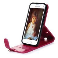 Badalink Galaxy S5 Mini Up-Down Open Folio Flip Case Kickstand Vertical PU Leather Embossed Totem Magnetic Snap... N4