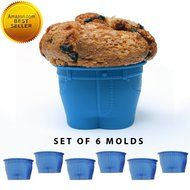Set of 6 Silicone "Muffin Top" Cupcake Molds. Reusable Silicone Baking Cups / Cupcake Liners. Novelty Jean Shaped... N3