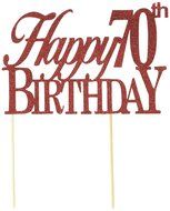All About Details Red Happy-70th-birthday Cake Topper