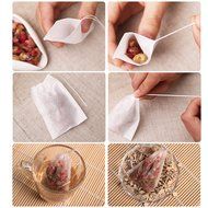 Leegoal (TM) Disposable Drawstring Seal Filter Empty Paper Tea Bags (White,M Size,Set of 100) N4
