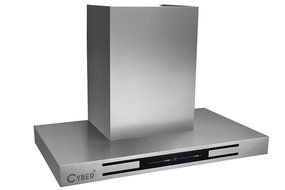 CYBER Modern Rectangle Wall Mount Seamless Range Hood 36" Steel Black Touch Panel 700CFM N5