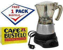 Electric Espresso Coffee Makes 3- 6 Cups. 10 oz Bustelo Espresso Coffee Pack Included