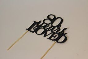 All About Details Black 80-Years-Loved Cake Topper