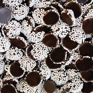 Mini Dark Chocolate Drops with White Nonpareils - Yankee Traders Brand - 2 Lb Bag