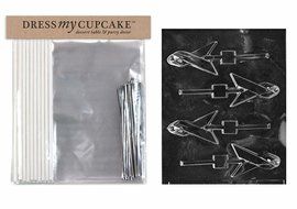 Dress My Cupcake DMCKITM134 Chocolate Candy Lollipop Packaging Kit with Mold, Awareness Ribbon Lollipop