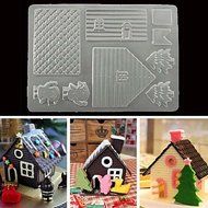 Sher 3D Chocolate House Mold PP Food Grade Cake Biscuit Cookies Mould for Xmas Festival Kitchen Tools N4