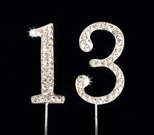 13th Birthday Number Cake Topper with Sparkling Rhinestone Crystals - 1.75