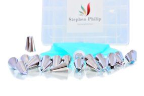 Piping Tips Cake Decorating with Silicone Pastry Bag (27-Piece) Piping Set , Chocolate Writing Pen Frosting Kit... N2