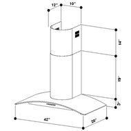 Range Hood Wall Mounted Black 42" KA-144-BLK-CLG NT AIR. Made in Italy. N3