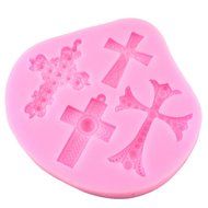 Mujiang 4-Capacity Cross Silicone Clay Fimo Sugarcraft Candy Fondant Molds N19
