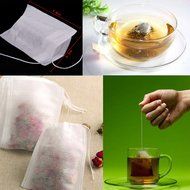 Leegoal (TM) Disposable Drawstring Seal Filter Empty Paper Tea Bags (White,M Size,Set of 100) N7