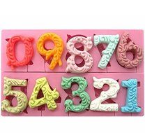 Alphabet Number 0-9 3d Silicone Mold with Lollipop Hole Fondant Cake Decorating By Palker Sky